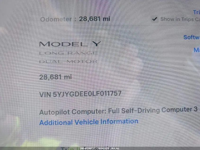 2020 TESLA MODEL Y LONG RANGE DUAL MOTOR ALL-WHEEL DRIVE