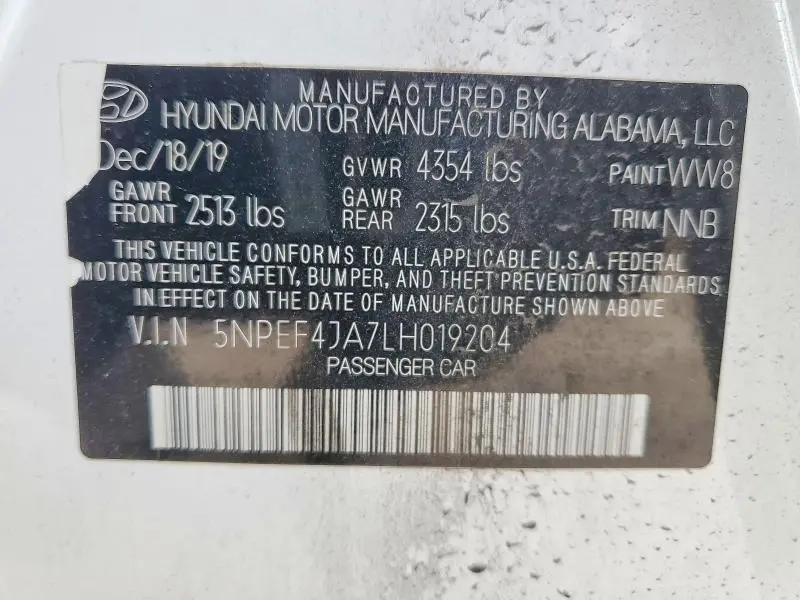2020 HYUNDAI SONATA SEL  