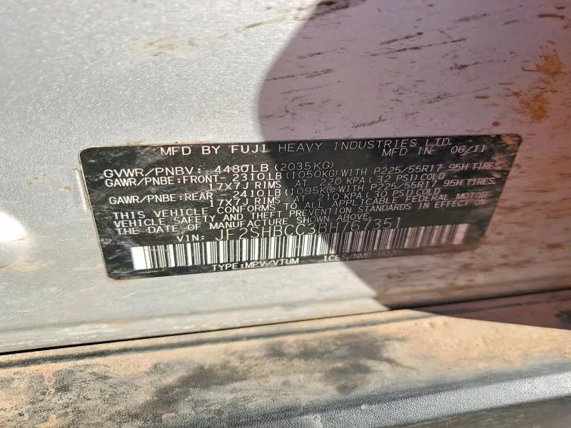 2011 SUBARU FORESTER 2.5X PREMIUM  