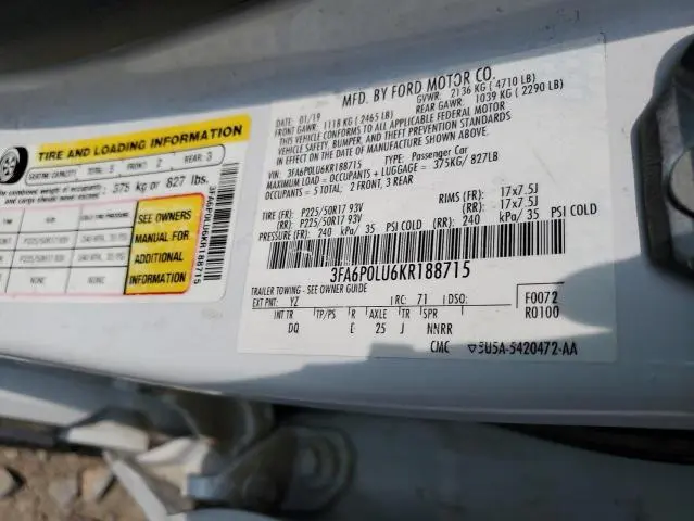 2019 FORD FUSION SE  