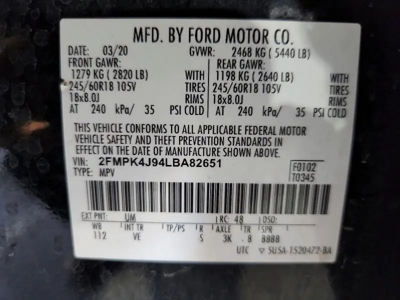 2020 FORD EDGE SEL  