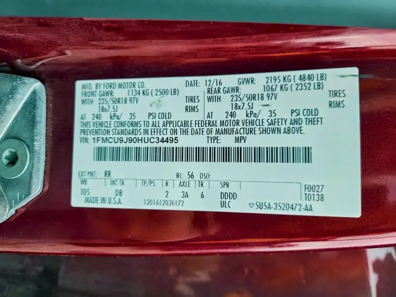 2017 FORD ESCAPE TITANIUM  