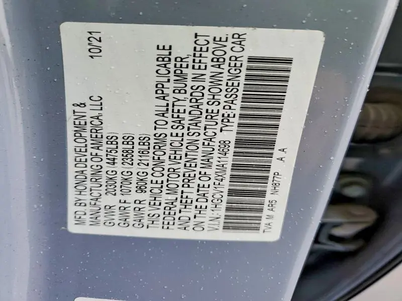 2021 HONDA ACCORD SPORT SE  