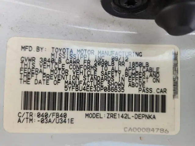 2013 TOYOTA COROLLA BASE  