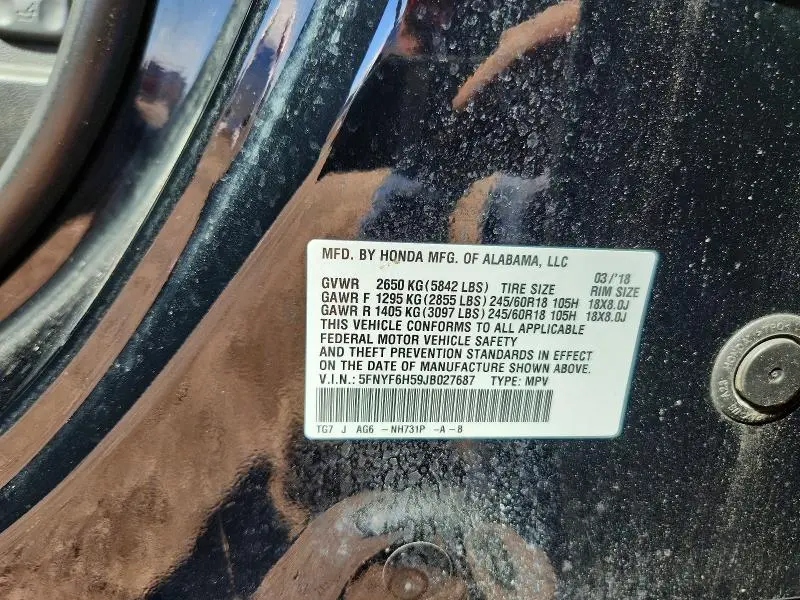 2018 HONDA PILOT EXL  