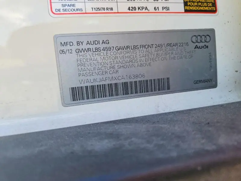 2012 AUDI A3 PREMIUM PLUS  