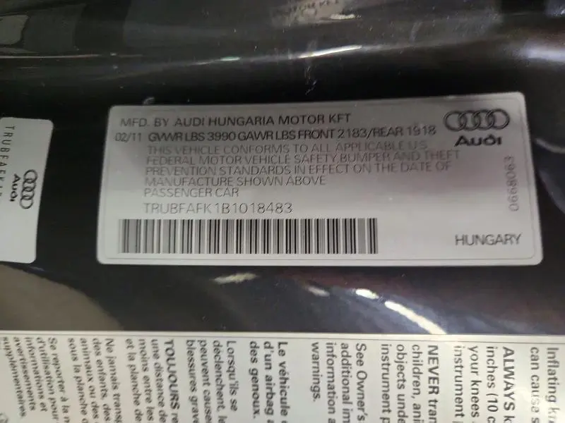 2011 AUDI TT PREMIUM  