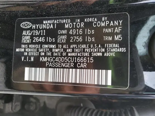 2012 HYUNDAI GENESIS 3.8L  