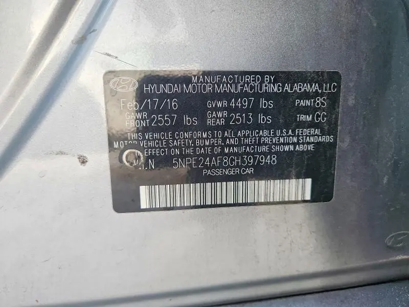 2016 HYUNDAI SONATA SE  