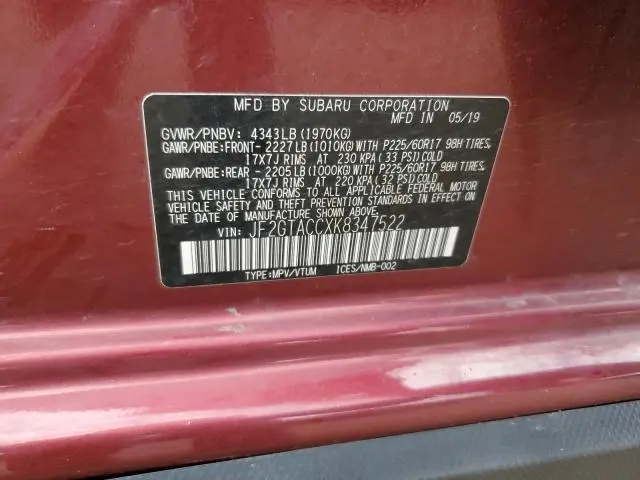 2019 SUBARU CROSSTREK PREMIUM  