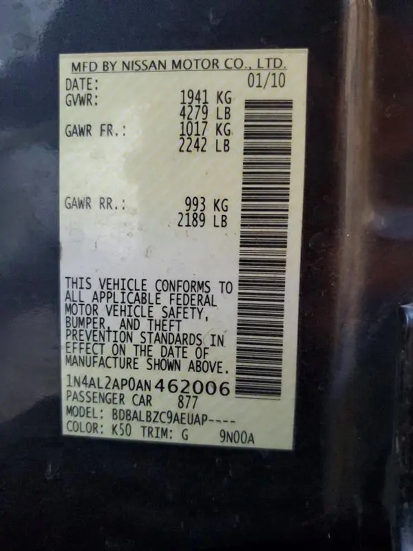 2010 NISSAN ALTIMA 2.5  