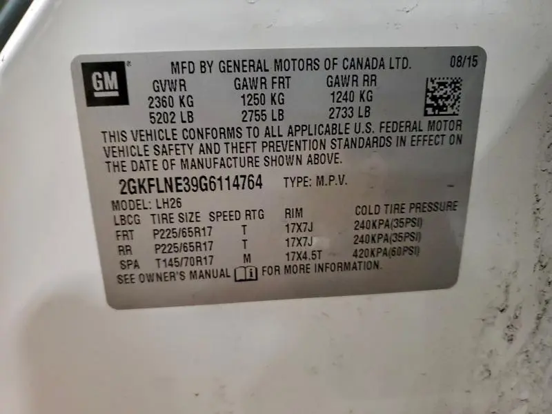 2016 GMC TERRAIN SLE  