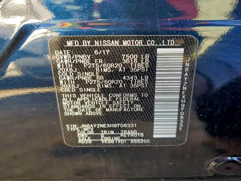 2017 NISSAN ARMADA PLATINUM  