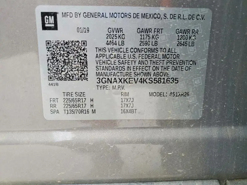 2019 CHEVROLET EQUINOX LT  