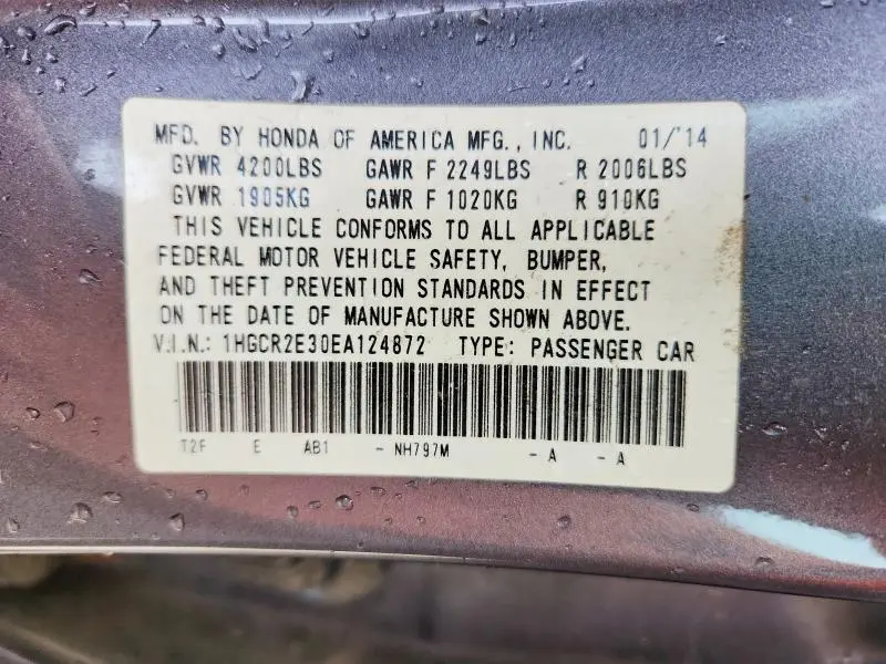 2014 HONDA ACCORD LX  