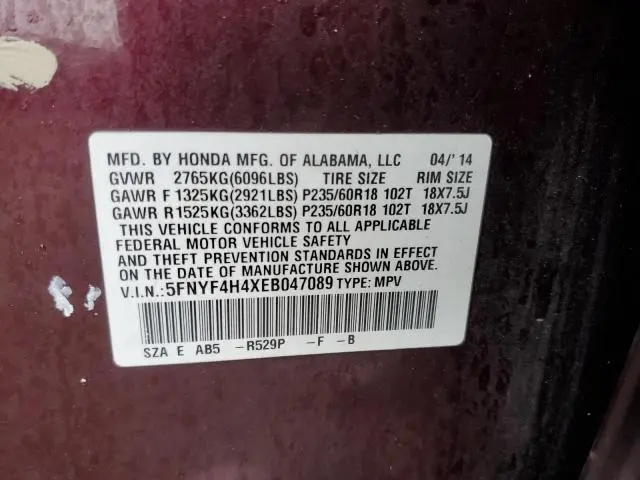 2014 HONDA PILOT EX  