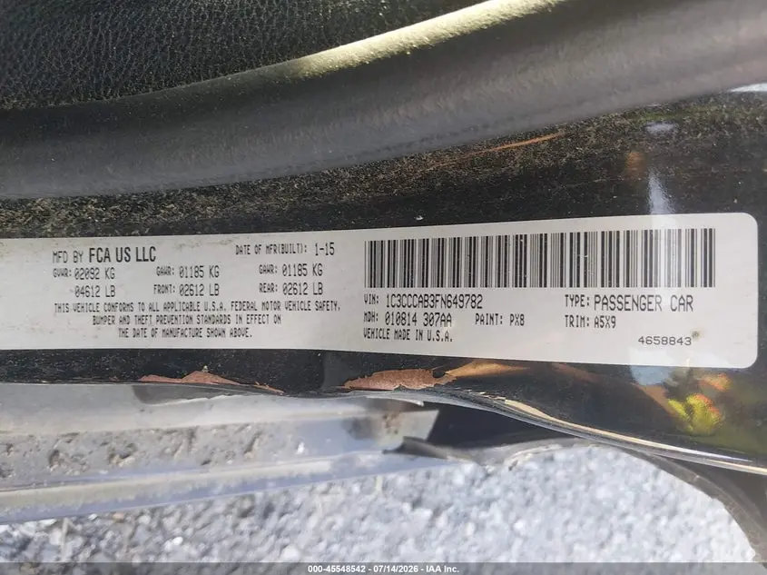 2015 CHRYSLER 200 LIMITED