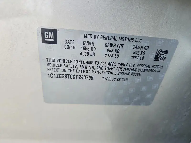2016 CHEVROLET MALIBU LT  