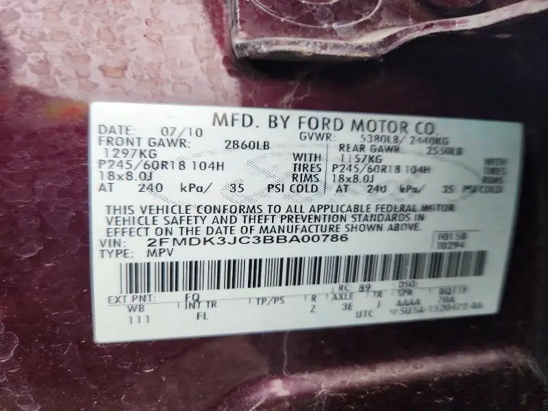 2011 FORD EDGE SEL  