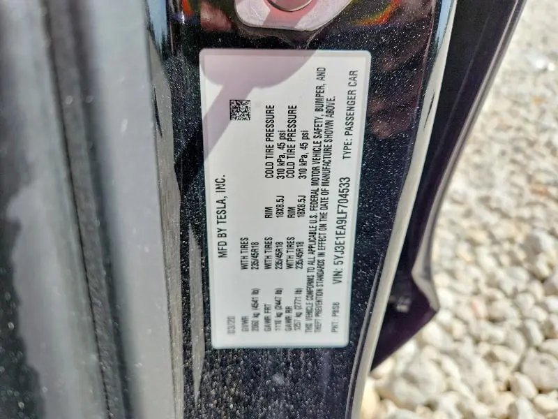 2020 TESLA MODEL 3   
