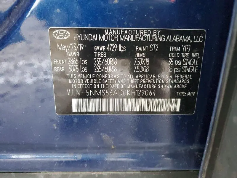 2019 HYUNDAI SANTA FE   