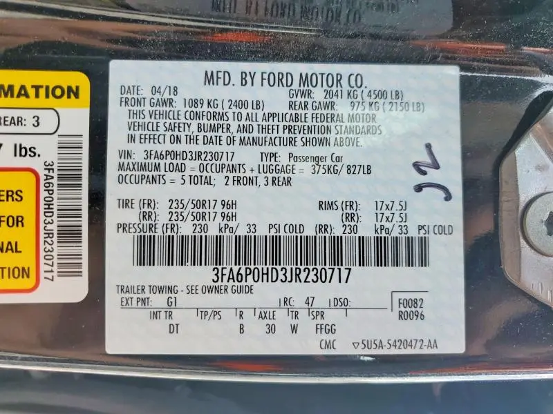2018 FORD FUSION SE  