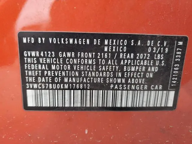 2019 VOLKSWAGEN JETTA S  