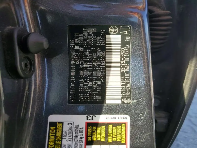 2011 TOYOTA COROLLA BASE  