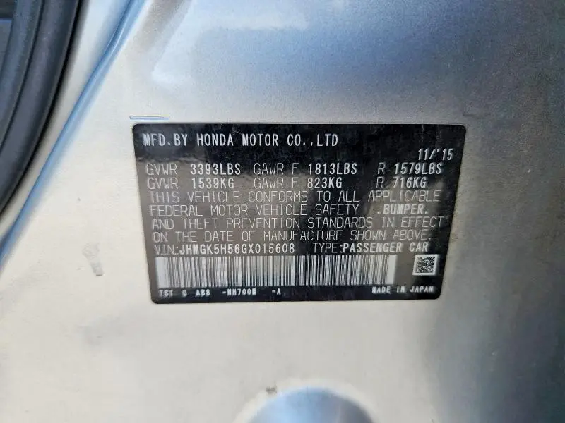 2016 HONDA FIT LX  
