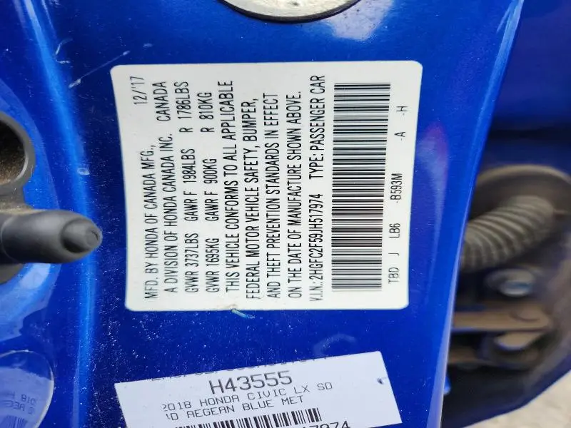 2018 HONDA CIVIC LX  