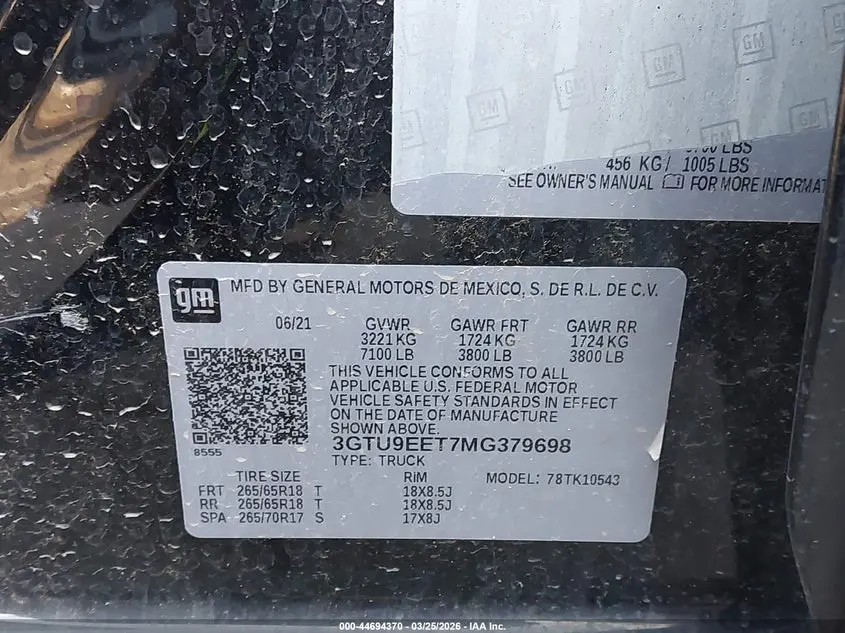 2021 GMC SIERRA 1500 4WD  SHORT BOX AT4