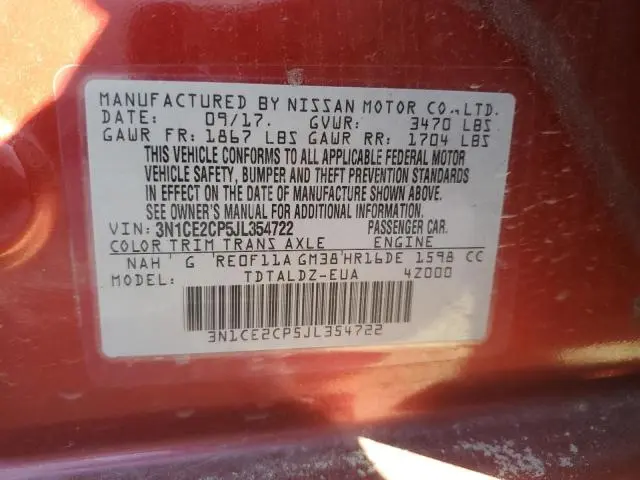 2018 NISSAN VERSA NOTE S  