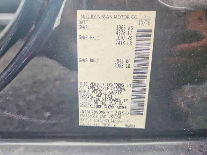 2021 NISSAN ALTIMA SV  