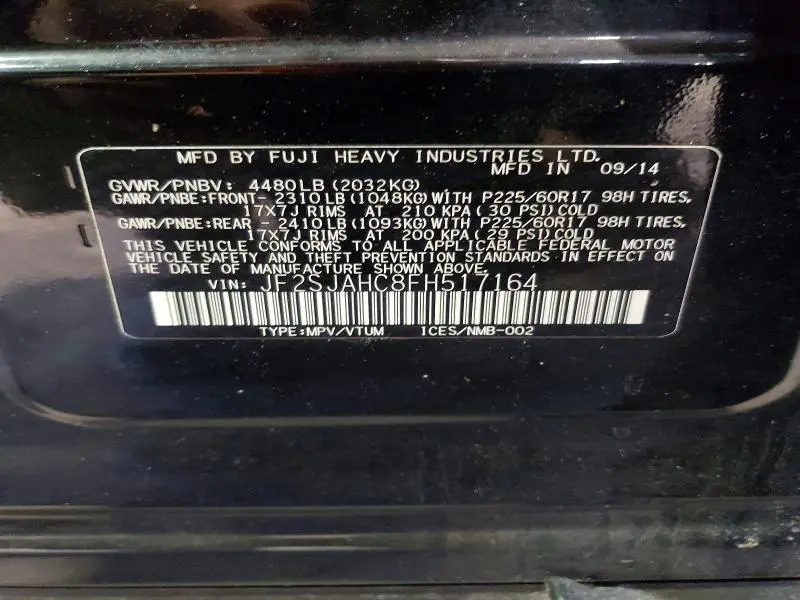 2015 SUBARU FORESTER 2.5I LIMITED  