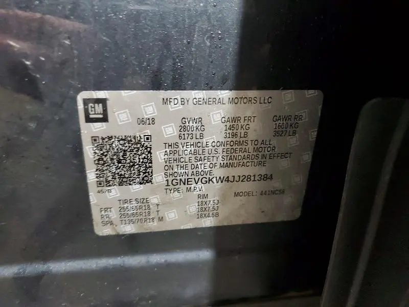 2018 CHEVROLET TRAVERSE LT  