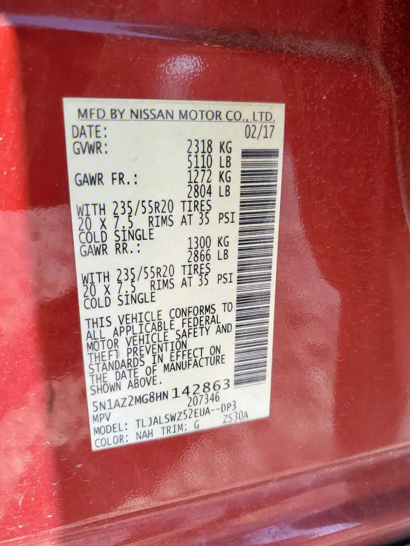 2017 NISSAN MURANO S  