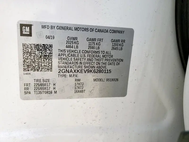 2019 CHEVROLET EQUINOX LT  