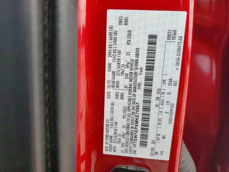 2021 FORD F150 SUPERCREW  