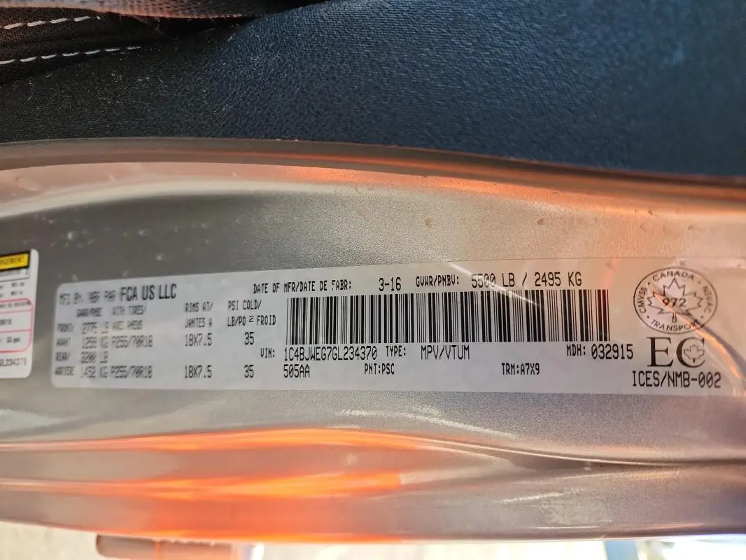 2016 JEEP WRANGLER UNLIMITED SAHARA  