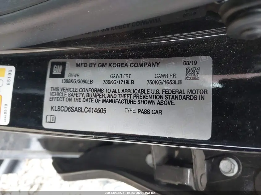 2020 CHEVROLET SPARK FWD 1LT AUTOMATIC