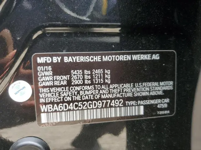 2016 BMW 650 I GRAN COUPE
