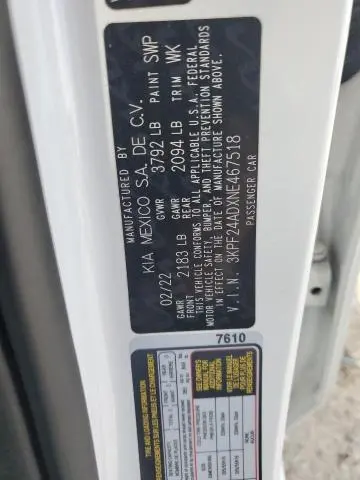 2022 KIA FORTE FE  