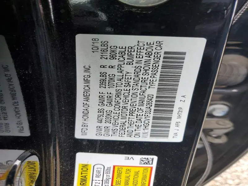 2018 HONDA ACCORD SPORT  