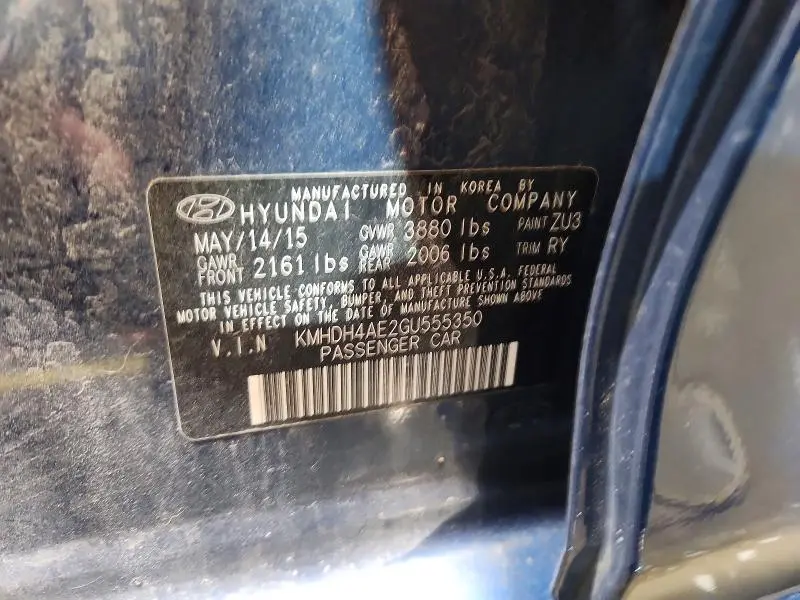 2016 HYUNDAI ELANTRA SE  