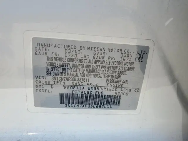 2013 NISSAN VERSA S  