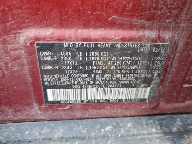 2014 SUBARU OUTBACK 2.5I LIMITED  