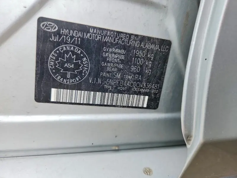 2012 HYUNDAI SONATA GLS  