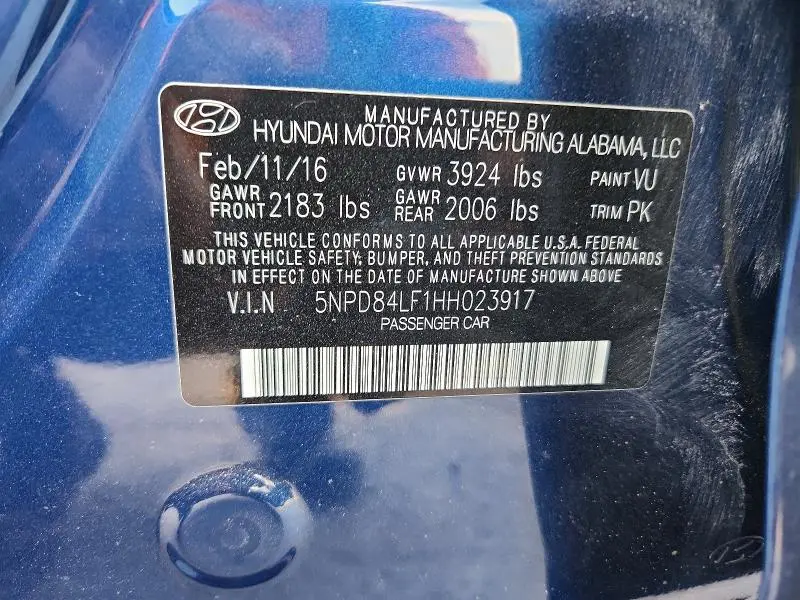 2017 HYUNDAI ELANTRA LIMITED  