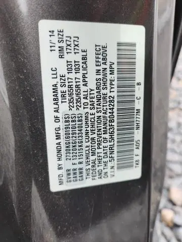 2015 HONDA ODYSSEY EXL  