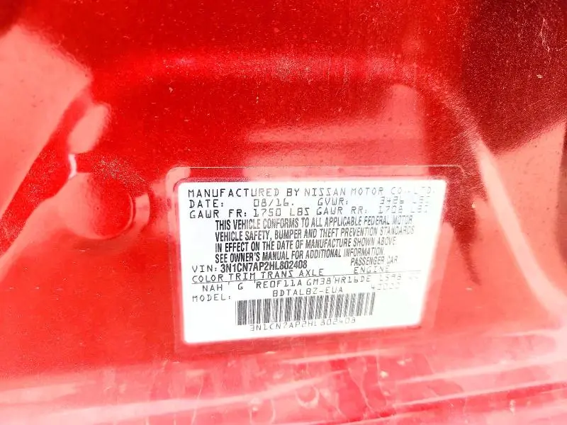 2017 NISSAN VERSA 1.6 S  